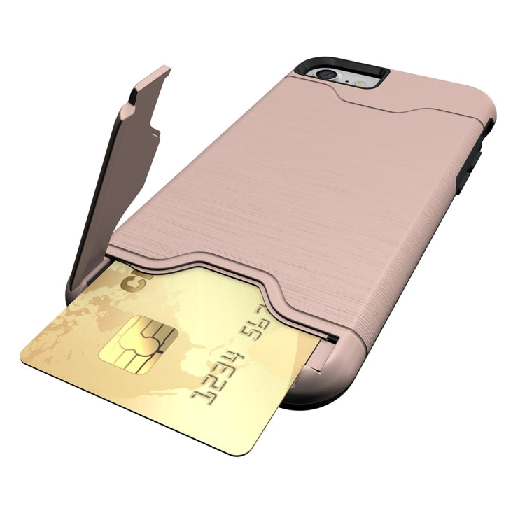 For  iPhone 8 & 7  Brushed Texture Separable TPU + PC Combination Back Case with Card Slot & Holder