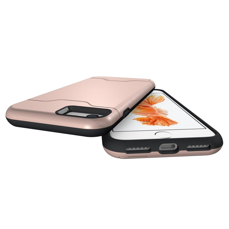 For  iPhone 8 & 7  Brushed Texture Separable TPU + PC Combination Back Case with Card Slot & Holder