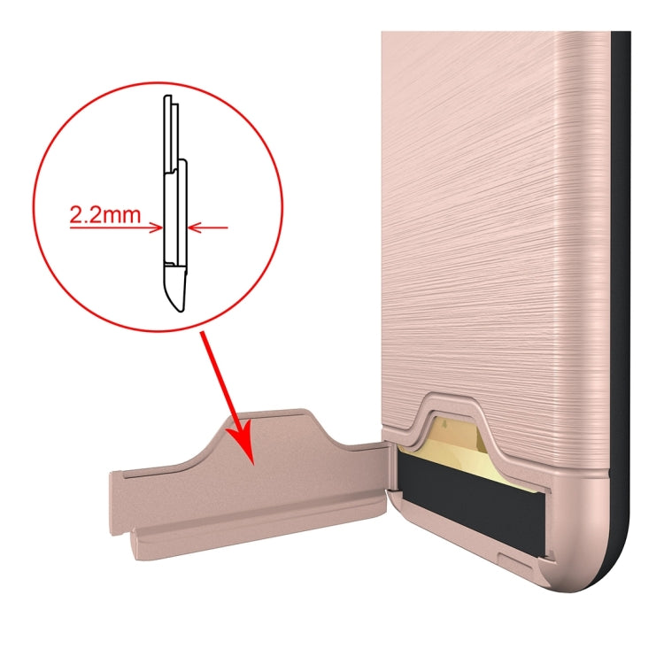 For  iPhone 8 & 7  Brushed Texture Separable TPU + PC Combination Back Case with Card Slot & Holder