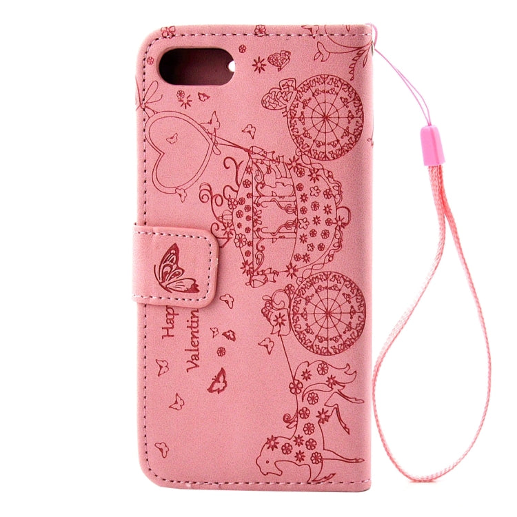 For  iPhone 8 & 7  Pressed Flower Butterfly Carriage Pattern Diamond Encrusted Horizontal Flip Leather Case with Holder & Card Slots & Wallet & Photo Frame & Lanyard