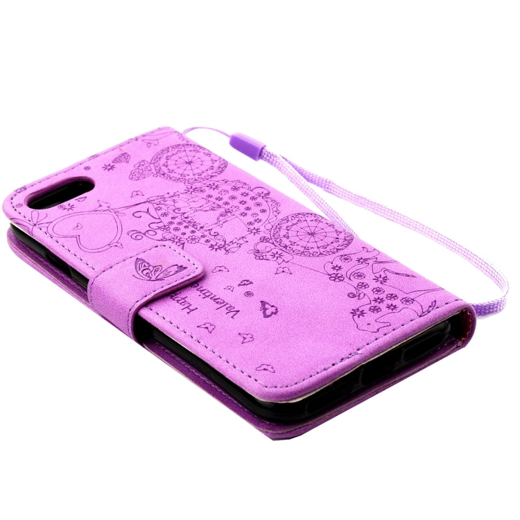 For  iPhone 8 & 7  Pressed Flower Butterfly Carriage Pattern Diamond Encrusted Horizontal Flip Leather Case with Holder & Card Slots & Wallet & Photo Frame & Lanyard