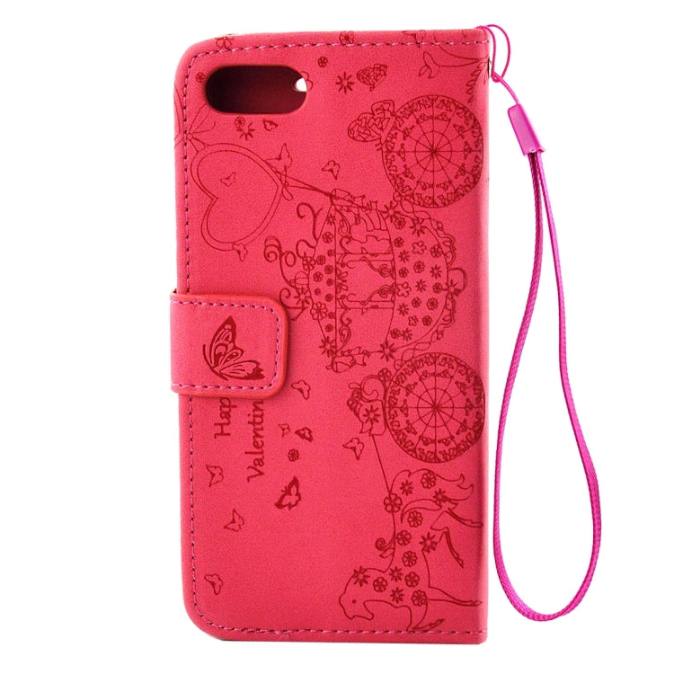 For  iPhone 8 & 7  Pressed Flower Butterfly Carriage Pattern Diamond Encrusted Horizontal Flip Leather Case with Holder & Card Slots & Wallet & Photo Frame & Lanyard