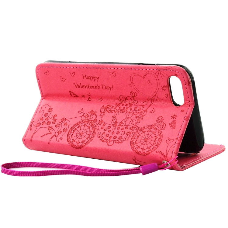 For  iPhone 8 & 7  Pressed Flower Butterfly Carriage Pattern Diamond Encrusted Horizontal Flip Leather Case with Holder & Card Slots & Wallet & Photo Frame & Lanyard