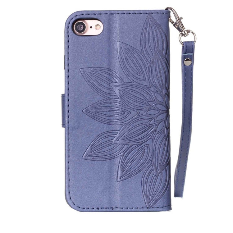 For  iPhone 8 & 7  Crazy Horse Texture Half Flower Printing Horizontal Flip Leather Case with Holder & Card Slots & Wallet & Lanyard
