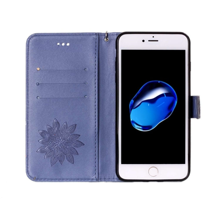 For  iPhone 8 & 7  Crazy Horse Texture Half Flower Printing Horizontal Flip Leather Case with Holder & Card Slots & Wallet & Lanyard