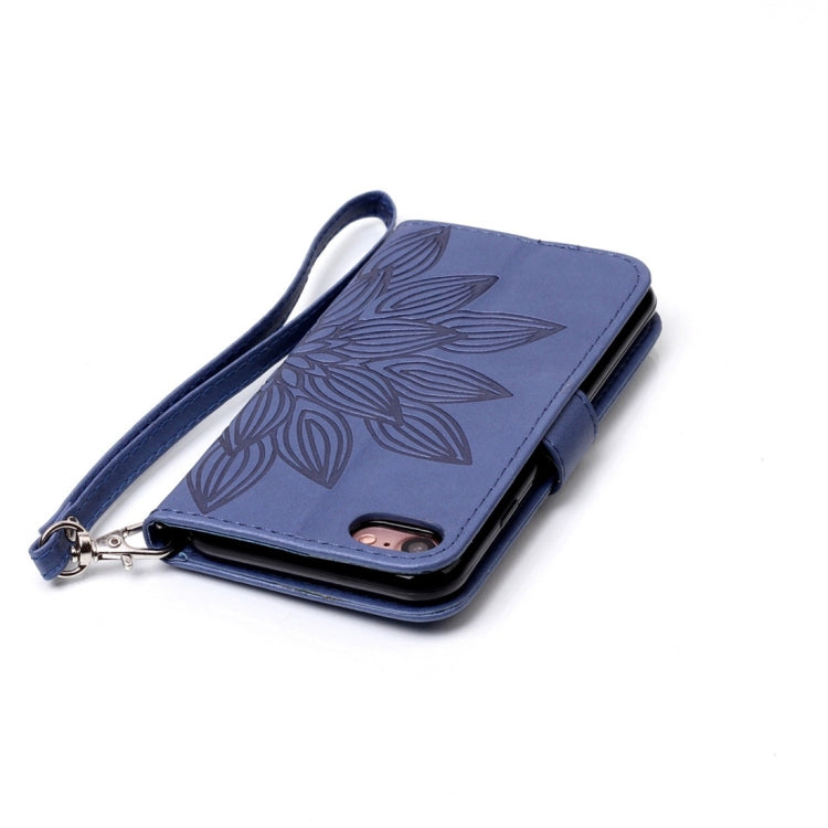 For  iPhone 8 & 7  Crazy Horse Texture Half Flower Printing Horizontal Flip Leather Case with Holder & Card Slots & Wallet & Lanyard