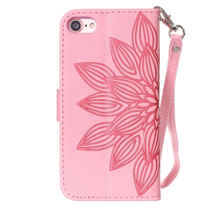 For  iPhone 8 & 7  Crazy Horse Texture Half Flower Printing Horizontal Flip Leather Case with Holder & Card Slots & Wallet & Lanyard