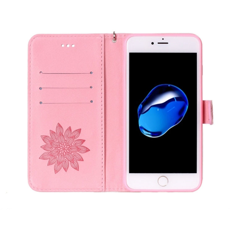For  iPhone 8 & 7  Crazy Horse Texture Half Flower Printing Horizontal Flip Leather Case with Holder & Card Slots & Wallet & Lanyard