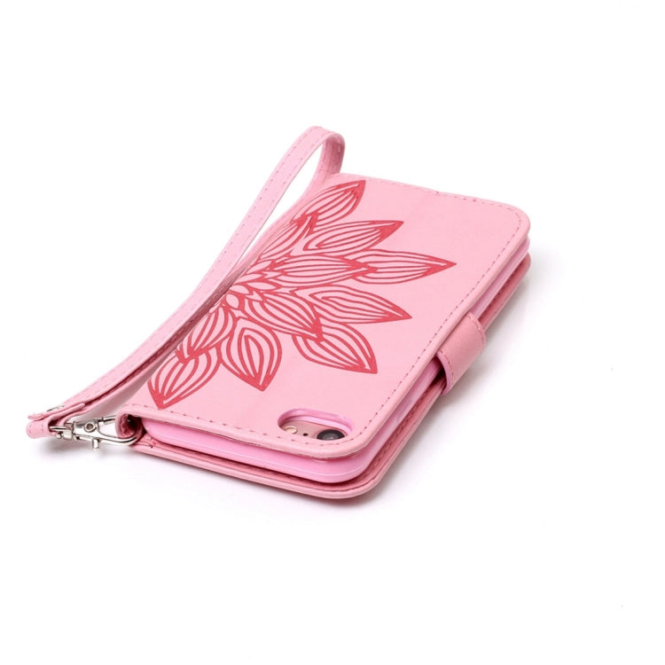 For  iPhone 8 & 7  Crazy Horse Texture Half Flower Printing Horizontal Flip Leather Case with Holder & Card Slots & Wallet & Lanyard