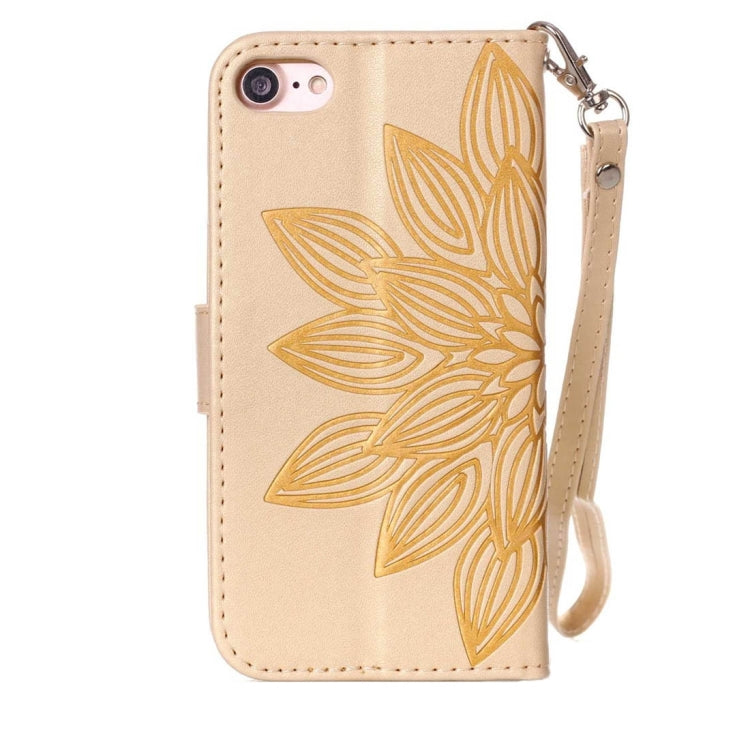For  iPhone 8 & 7  Crazy Horse Texture Half Flower Printing Horizontal Flip Leather Case with Holder & Card Slots & Wallet & Lanyard