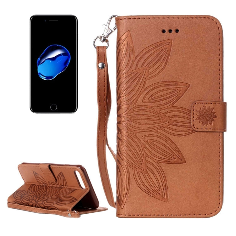 For  iPhone 8 & 7  Crazy Horse Texture Half Flower Printing Horizontal Flip Leather Case with Holder & Card Slots & Wallet & Lanyard