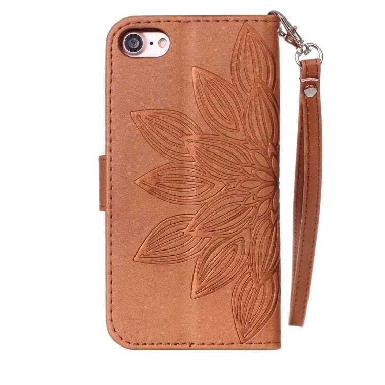For  iPhone 8 & 7  Crazy Horse Texture Half Flower Printing Horizontal Flip Leather Case with Holder & Card Slots & Wallet & Lanyard