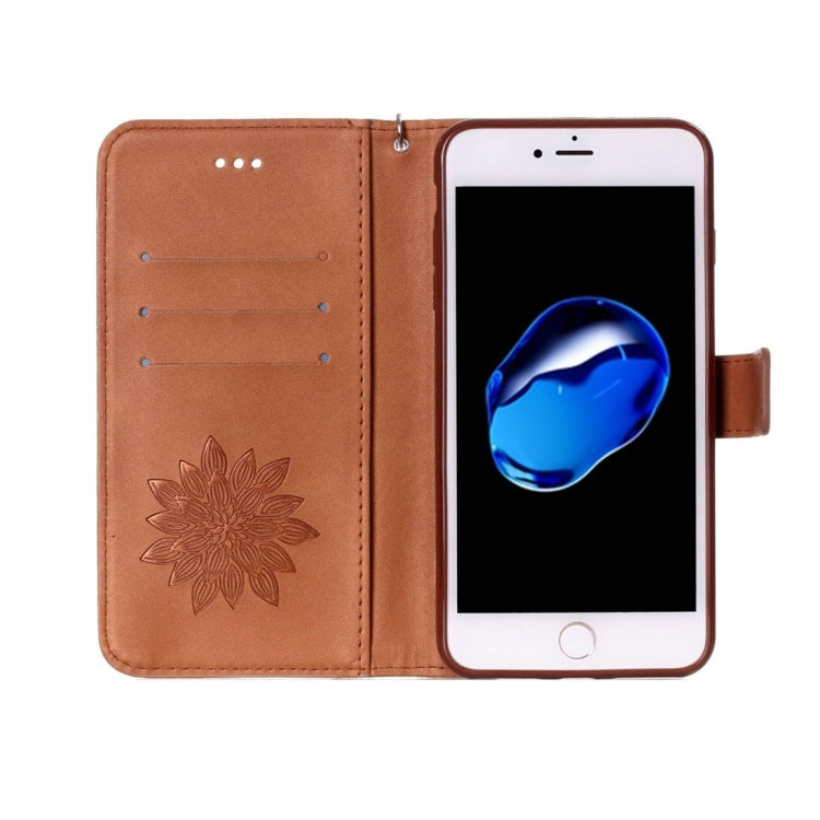 For  iPhone 8 & 7  Crazy Horse Texture Half Flower Printing Horizontal Flip Leather Case with Holder & Card Slots & Wallet & Lanyard