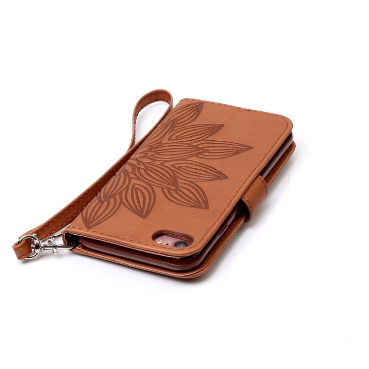 For  iPhone 8 & 7  Crazy Horse Texture Half Flower Printing Horizontal Flip Leather Case with Holder & Card Slots & Wallet & Lanyard