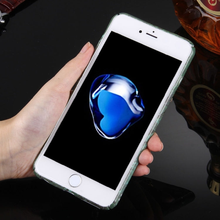For  iPhone 8 & 7  Retro Marble Pattern Chain Pearl Pendant PC Protective Case