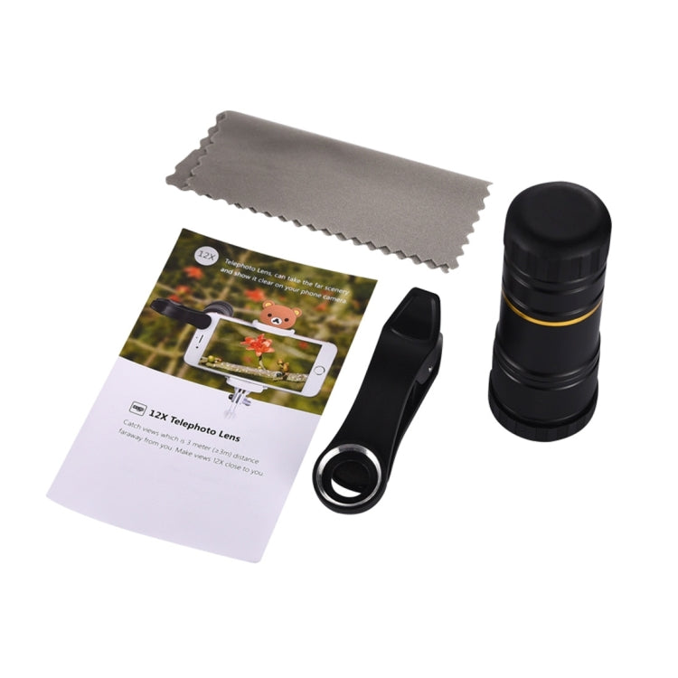 HAUTIK HK-005 Universal 12X 20mm F1.8 Telephoto Lens with Clip, For iPhone, Galaxy, Sony, Lenovo, HTC, Huawei, Google, LG, Xiaomi, other Smartphones and Ultra-thin Digital Camera