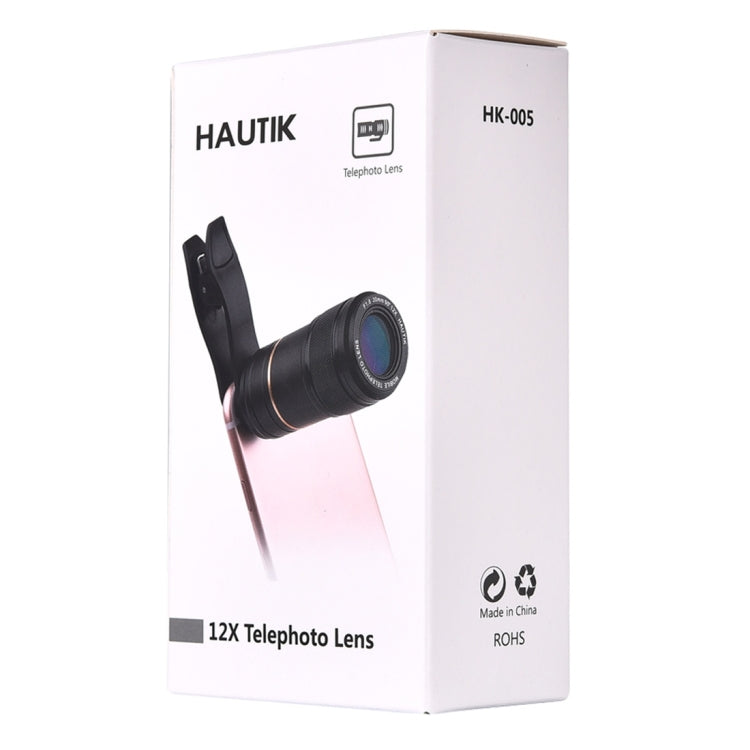 HAUTIK HK-005 Universal 12X 20mm F1.8 Telephoto Lens with Clip, For iPhone, Galaxy, Sony, Lenovo, HTC, Huawei, Google, LG, Xiaomi, other Smartphones and Ultra-thin Digital Camera