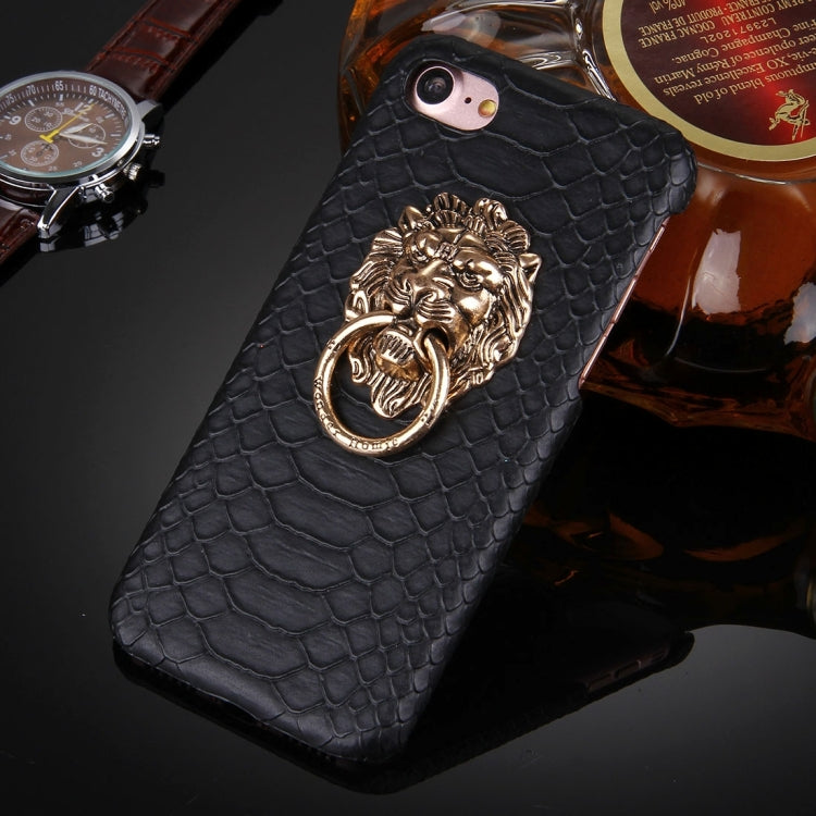 For  iPhone 8 & 7  Snakeskin Texture Paste Skin PC Protective Case with Lion Head Holder