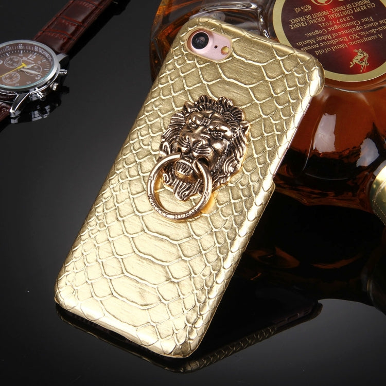 For  iPhone 8 & 7  Snakeskin Texture Paste Skin PC Protective Case with Lion Head Holder