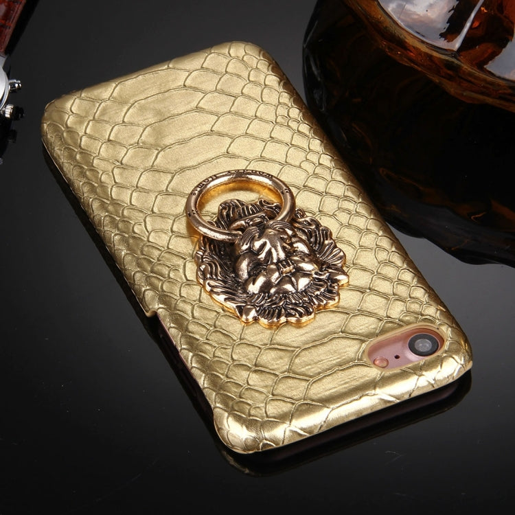 For  iPhone 8 & 7  Snakeskin Texture Paste Skin PC Protective Case with Lion Head Holder