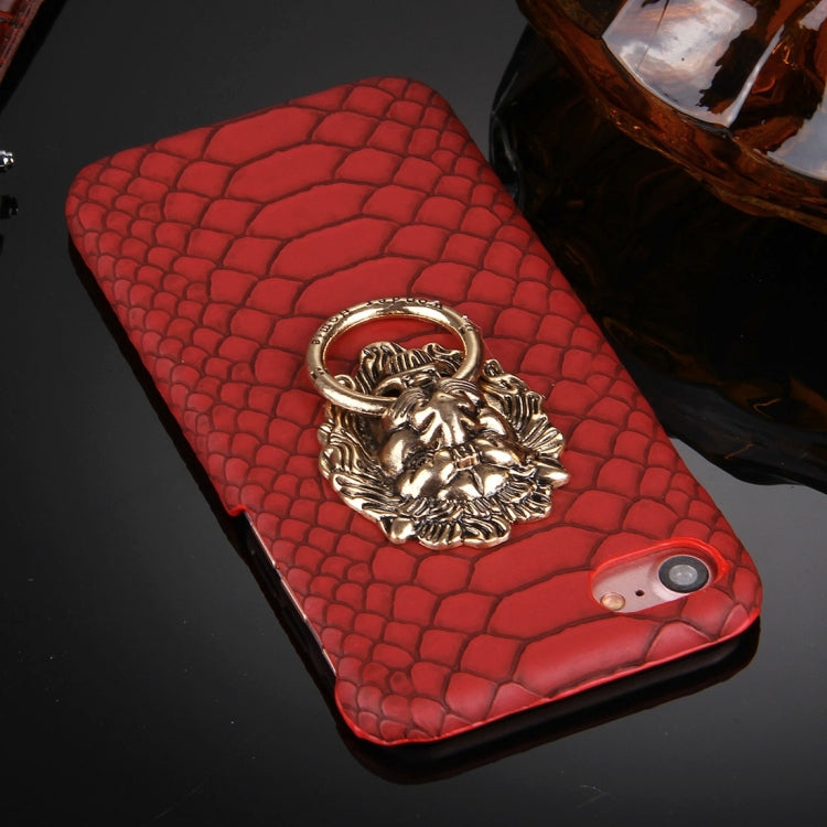 For  iPhone 8 & 7  Snakeskin Texture Paste Skin PC Protective Case with Lion Head Holder
