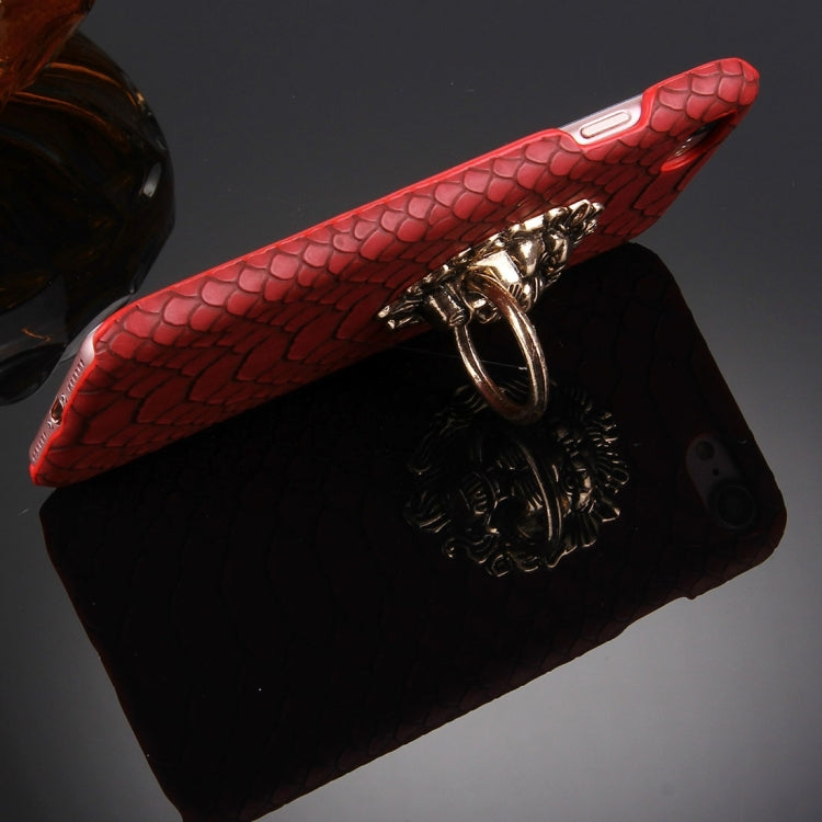 For  iPhone 8 & 7  Snakeskin Texture Paste Skin PC Protective Case with Lion Head Holder