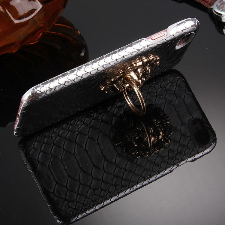 For  iPhone 8 & 7  Snakeskin Texture Paste Skin PC Protective Case with Lion Head Holder