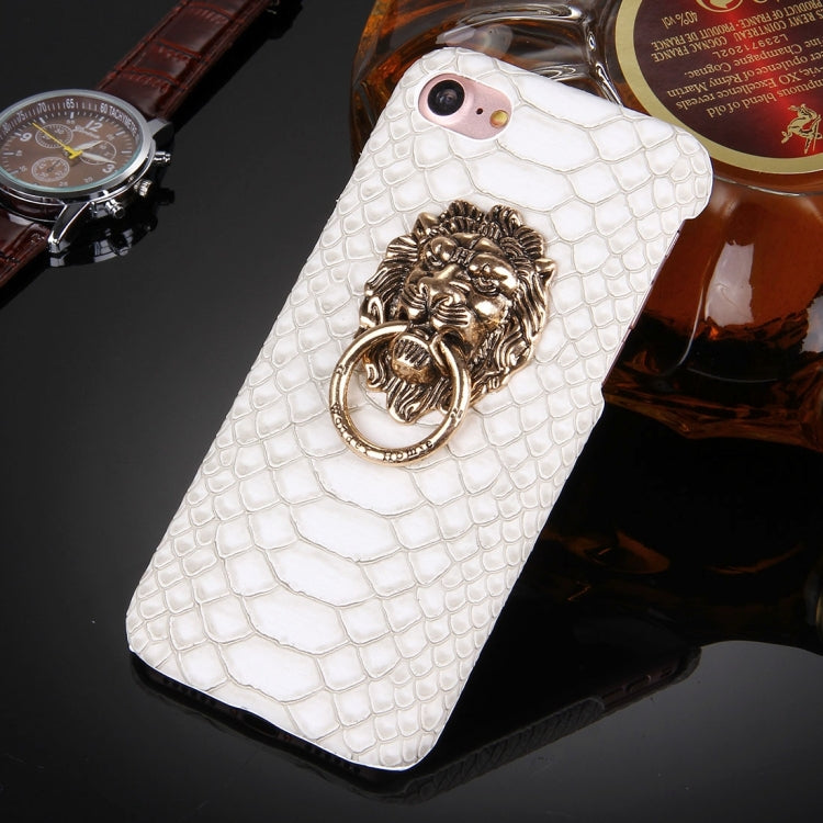 For  iPhone 8 & 7  Snakeskin Texture Paste Skin PC Protective Case with Lion Head Holder