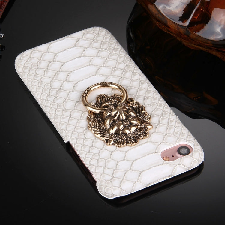 For  iPhone 8 & 7  Snakeskin Texture Paste Skin PC Protective Case with Lion Head Holder