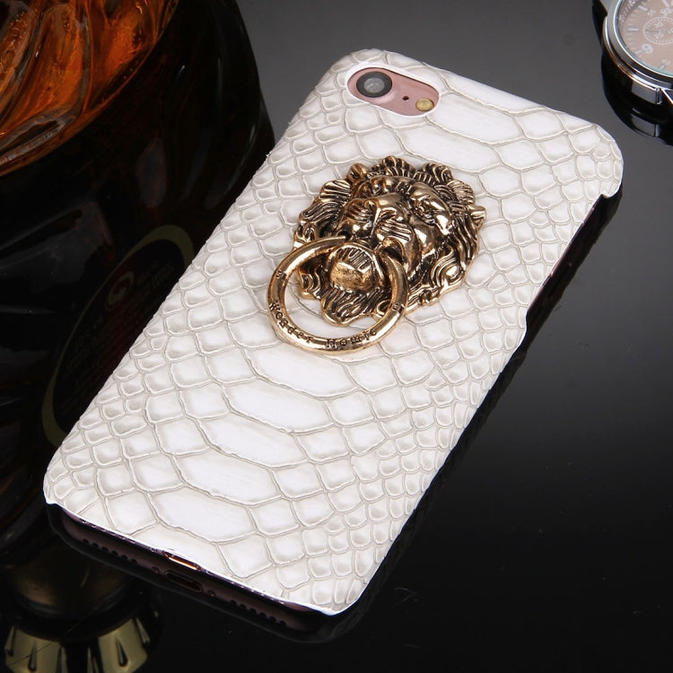 For  iPhone 8 & 7  Snakeskin Texture Paste Skin PC Protective Case with Lion Head Holder