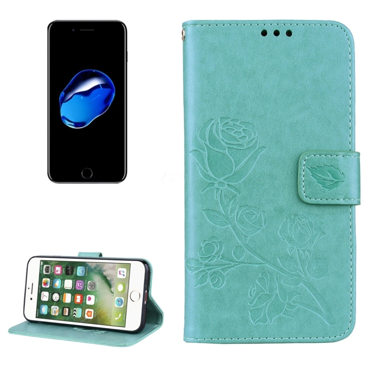 Fro  iPhone 8 & 7  Roses Pressed Flowers Pattern Flip Leather Case with Holder & Card Slots & Wallet