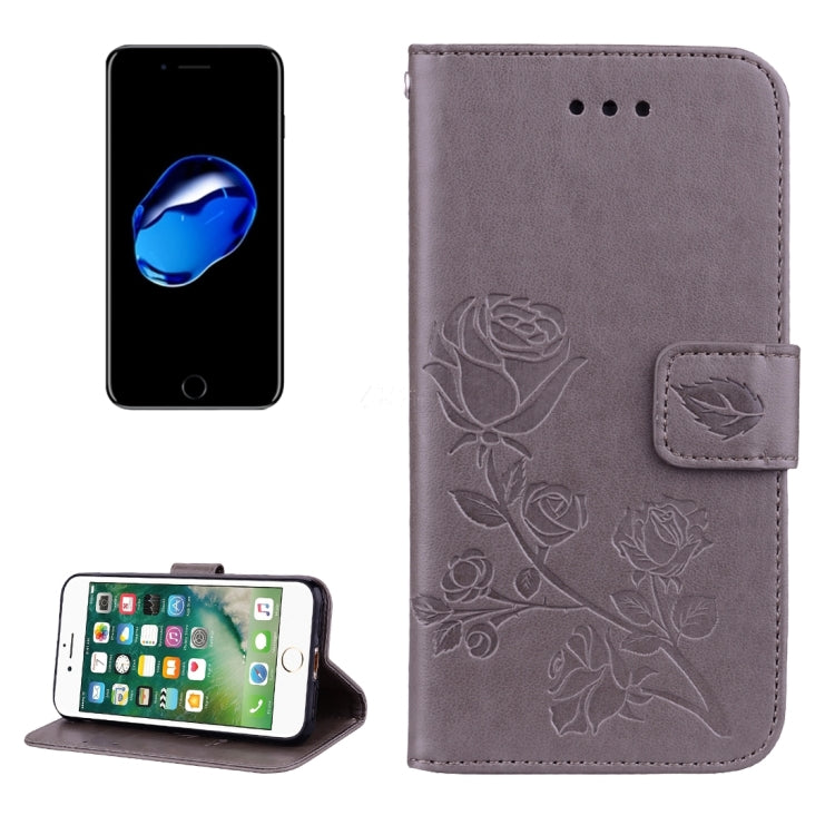 Fro  iPhone 8 & 7  Roses Pressed Flowers Pattern Flip Leather Case with Holder & Card Slots & Wallet