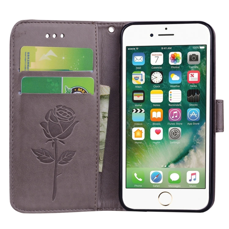 Fro  iPhone 8 & 7  Roses Pressed Flowers Pattern Flip Leather Case with Holder & Card Slots & Wallet