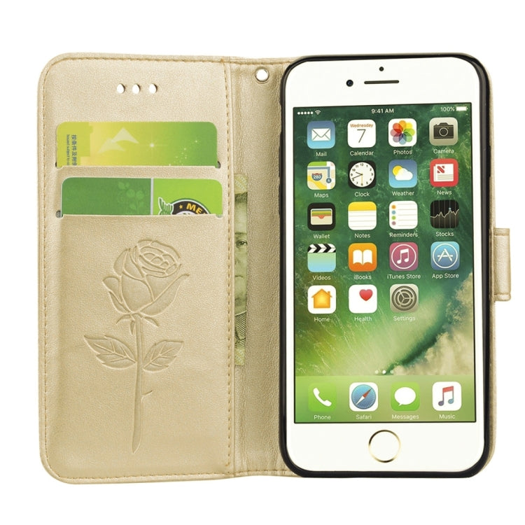 Fro  iPhone 8 & 7  Roses Pressed Flowers Pattern Flip Leather Case with Holder & Card Slots & Wallet