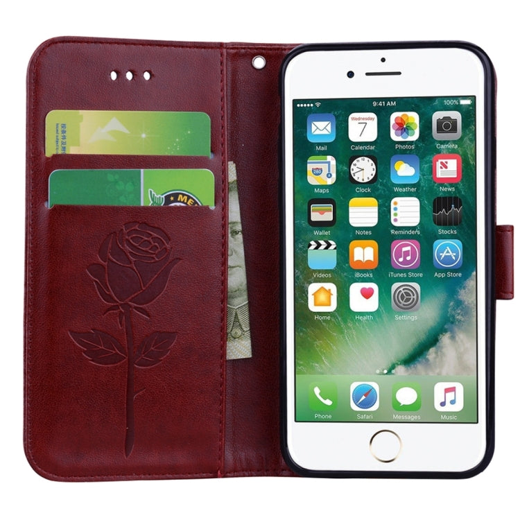Fro  iPhone 8 & 7  Roses Pressed Flowers Pattern Flip Leather Case with Holder & Card Slots & Wallet
