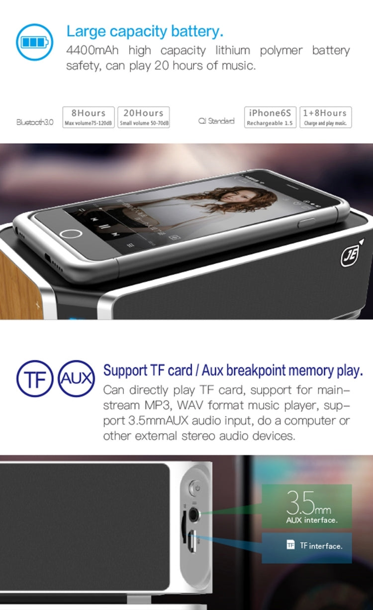 UT-11 Hifly Bluetooth 4.0 Handsfree Receive Call Music Speaker with Wireless Charging, NFC, Time & Alarm Clock, TF Card, Touch Buttons, FM Function