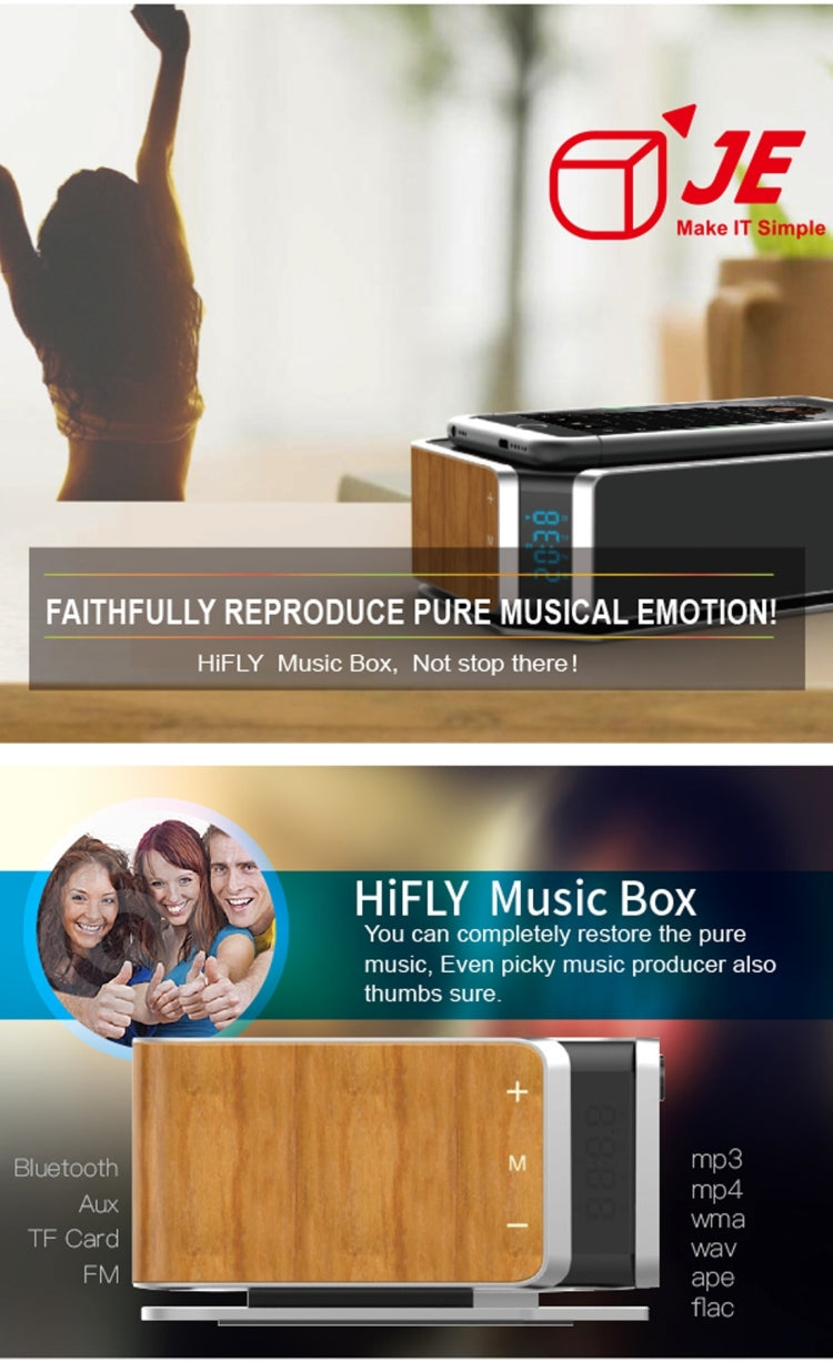 UT-11 Hifly Bluetooth 4.0 Handsfree Receive Call Music Speaker with Wireless Charging, NFC, Time & Alarm Clock, TF Card, Touch Buttons, FM Function