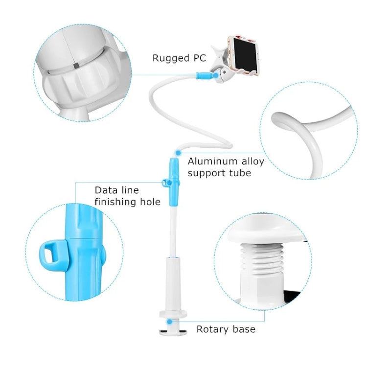 UBN-48 Extended Version Rotatable and Detachable Lazy Desktop Bedside Stand Mobile Phone Stand, Height: 130cm (Blue)