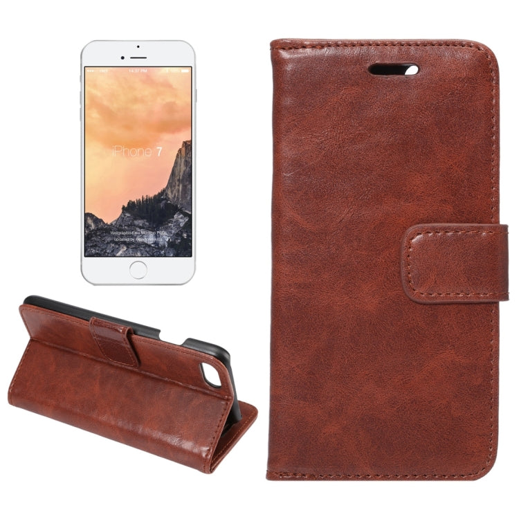 For  iPhone 8 & 7  Crazy Horse Pattern Horizontal Flip Leather Case with Holder & Card Slots & Wallet