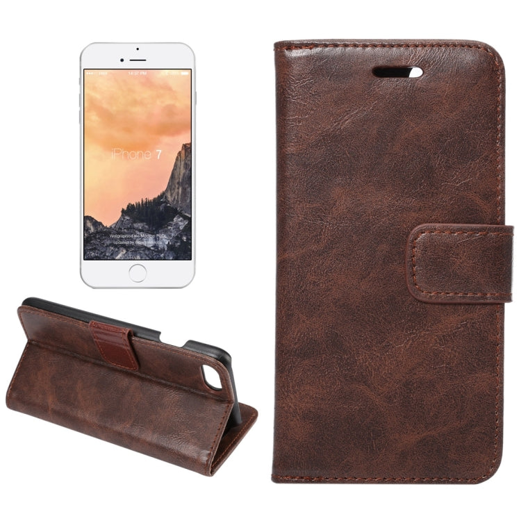 For  iPhone 8 & 7  Crazy Horse Pattern Horizontal Flip Leather Case with Holder & Card Slots & Wallet