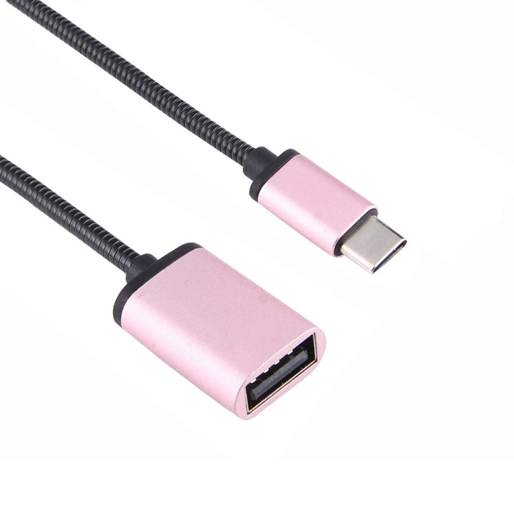 8.3cm USB Female to Type-C Male Metal Wire OTG Cable Charging Data Cable