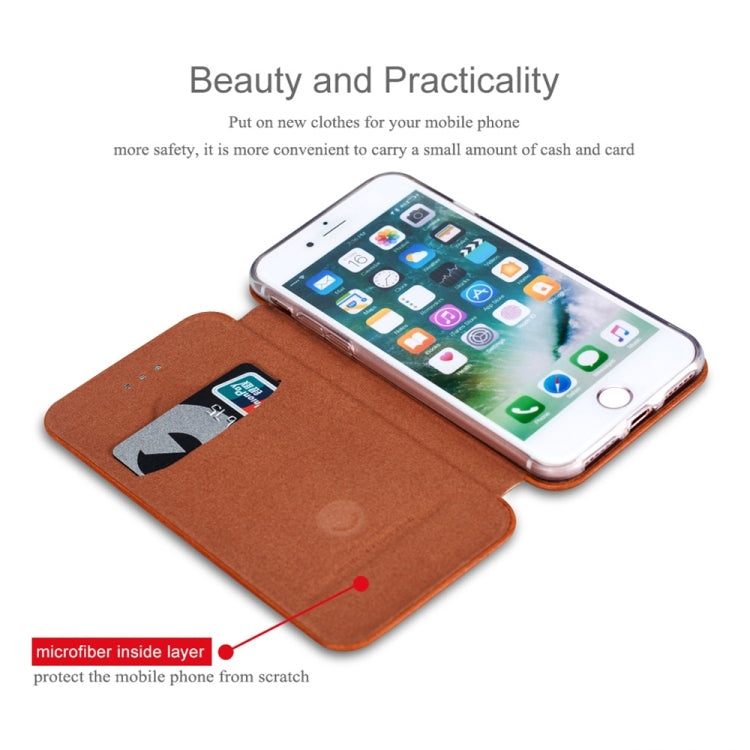 Lenuo for  iPhone 8 & 7  PU + TPU Crazy Horse Texture Horizontal Flip Leather Case with Card Slots