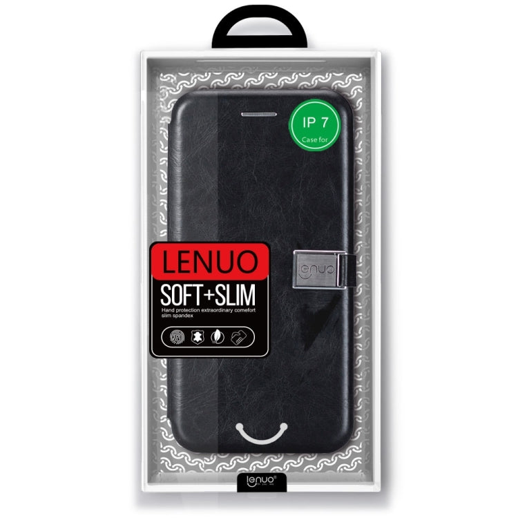 Lenuo for  iPhone 8 & 7  PU + TPU Crazy Horse Texture Horizontal Flip Leather Case with Card Slots