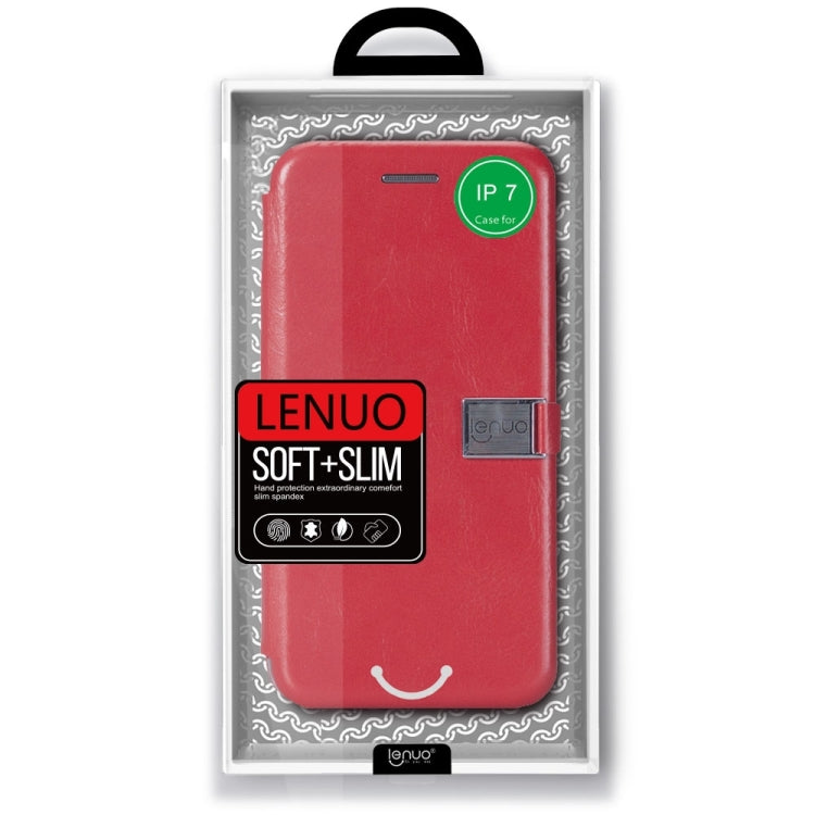 Lenuo for  iPhone 8 & 7  PU + TPU Crazy Horse Texture Horizontal Flip Leather Case with Card Slots