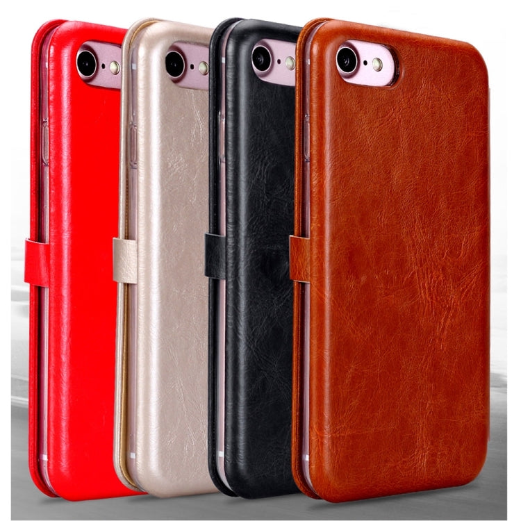Lenuo for  iPhone 8 & 7  PU + TPU Crazy Horse Texture Horizontal Flip Leather Case with Card Slots