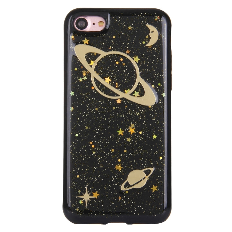 For  iPhone 8 & 7  Glitter Powder Space Pattern TPU Soft Protective Back Cover Case(Black)