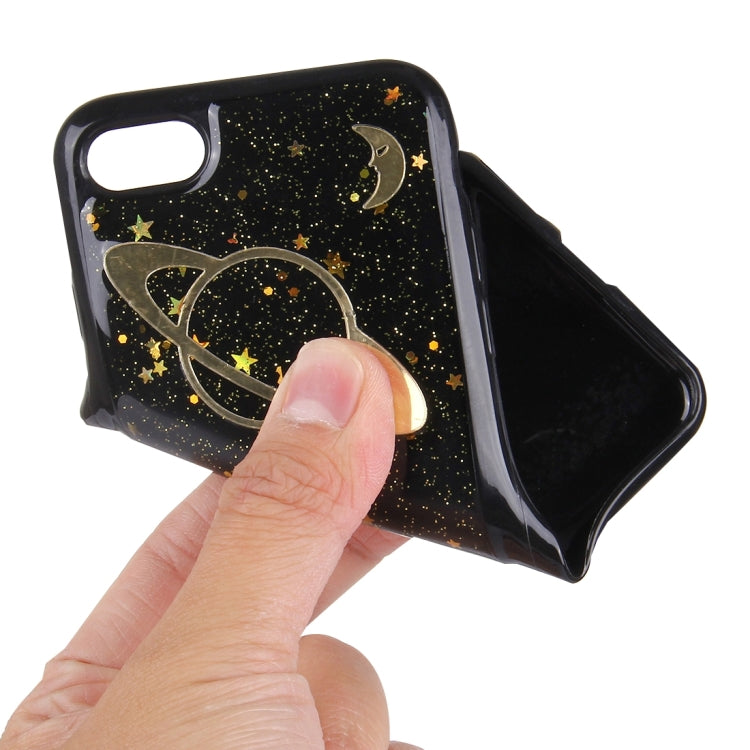 For  iPhone 8 & 7  Glitter Powder Space Pattern TPU Soft Protective Back Cover Case(Black)