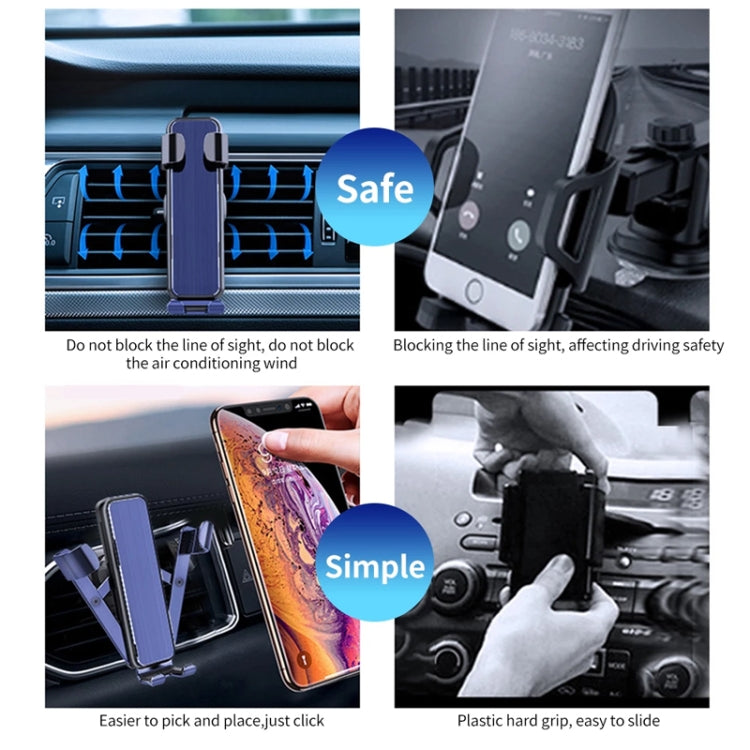 ZL-67 Brushed Type Rotatable Car Gravity Bracket Mute Air Outlet Car Bracket for 4-6 inch Mobile Phones (Silver)