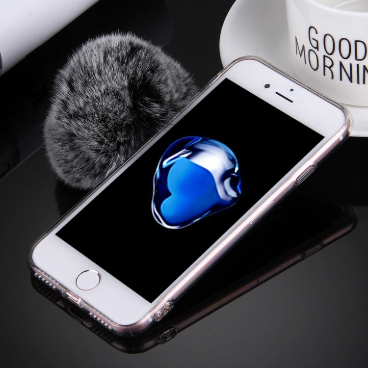 For  iPhone 8 & 7  Electroplating Mirror TPU Protective Cover Case with Furry Ball Chain Pendant