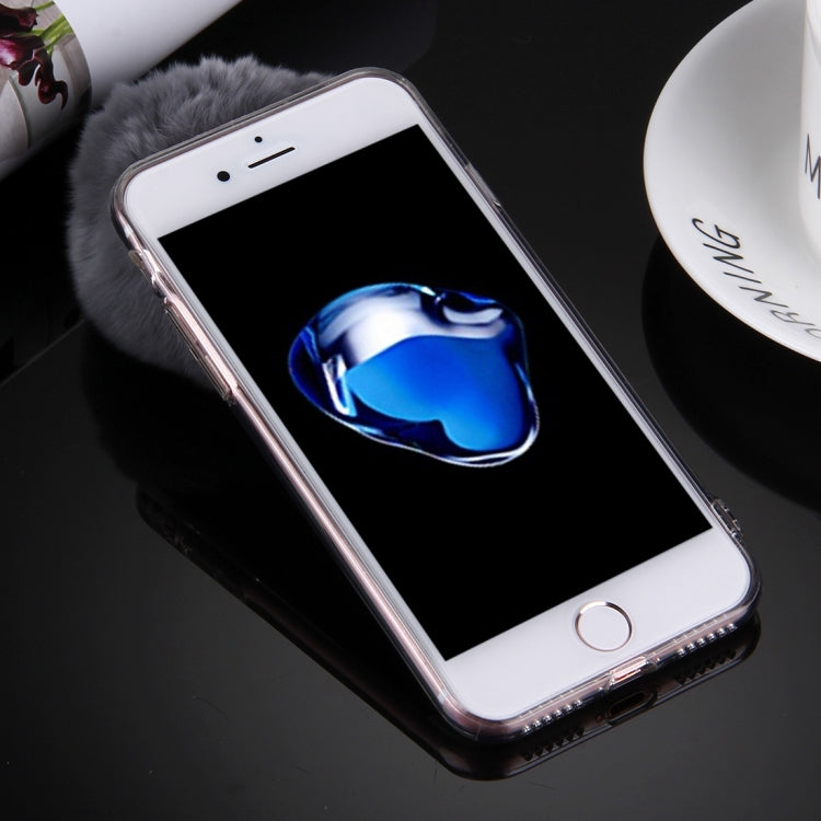 For  iPhone 8 & 7  Electroplating Mirror TPU Protective Cover Case with Furry Ball Chain Pendant